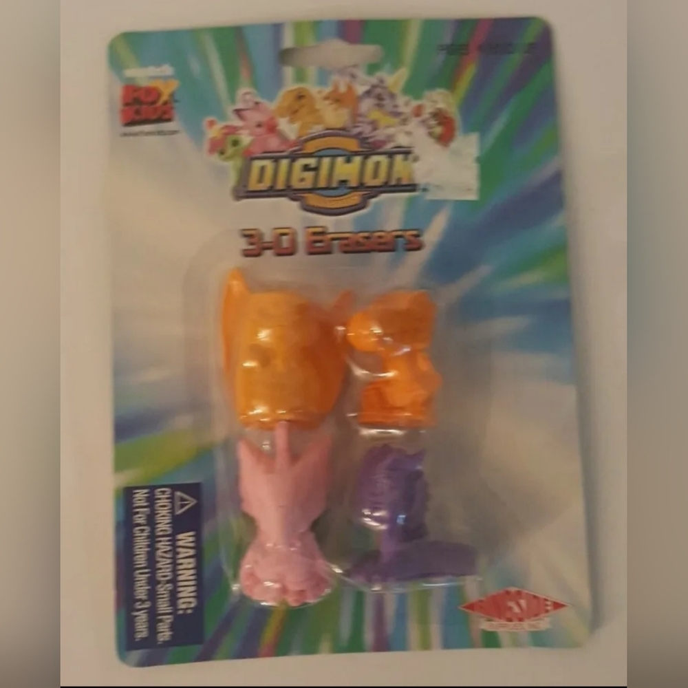 Digimon Digital Monsters 3-D Erasers - Patamon Agumon Biyomon Gomamon.